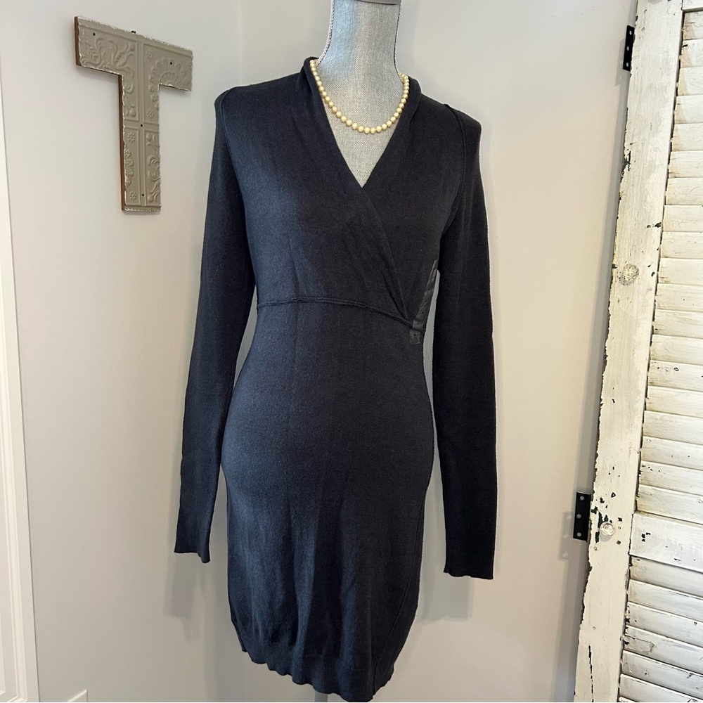 CALVIN KLEIN JEANS Bodycon Knit Long Sleeve Knee Length Y2K Dress Size M